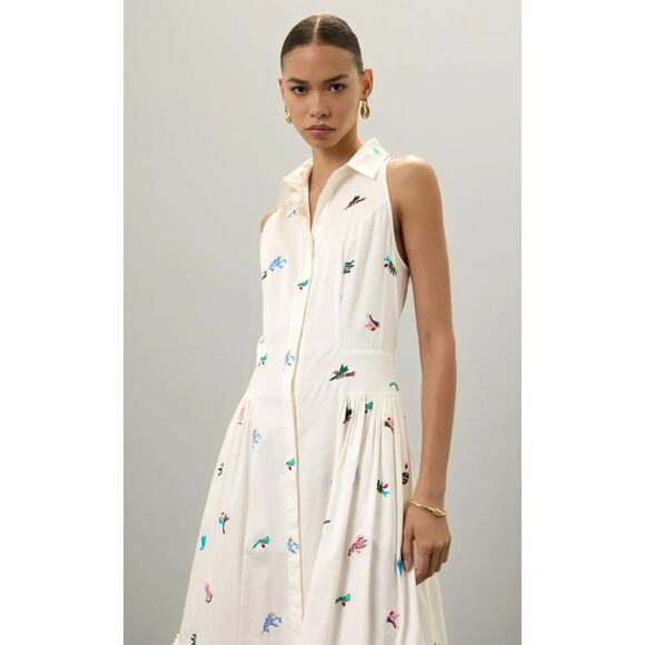 Prabal Gurung x RTR Sleeveless Embroidered Midi Shirt Dress - Picture 1 of 10